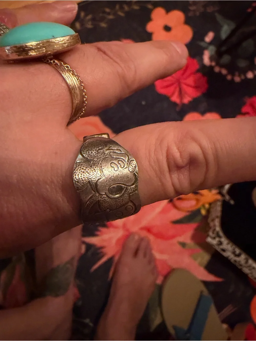 Vintage Mickey Mouse Silver Spoon Ring Size 9